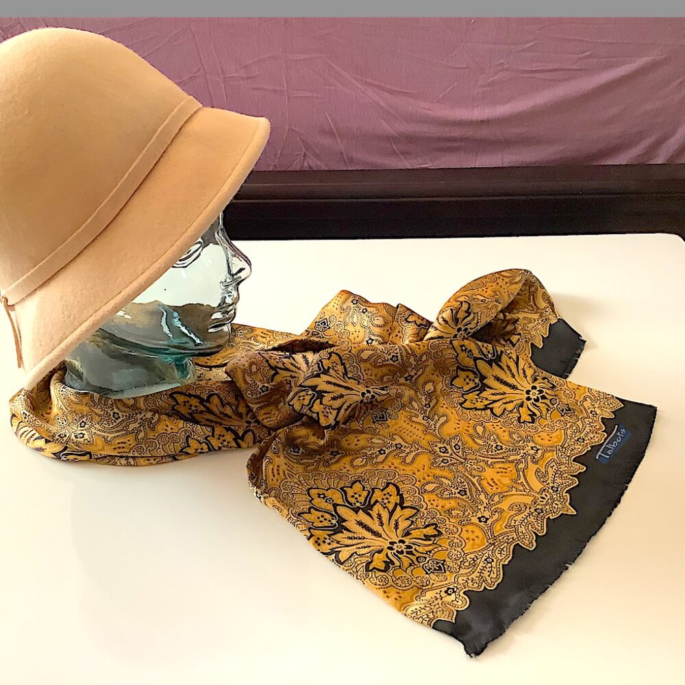 Talbots multi-colored rectangle paisley pattern scarf, 100% silk, 11 x 58 inches - Picture 2 of 9